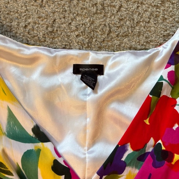 Spence Floral Belted V-neck Faux Wrap Dress Sz 14 Bright Colorful Spring Summer - Picture 4 of 8